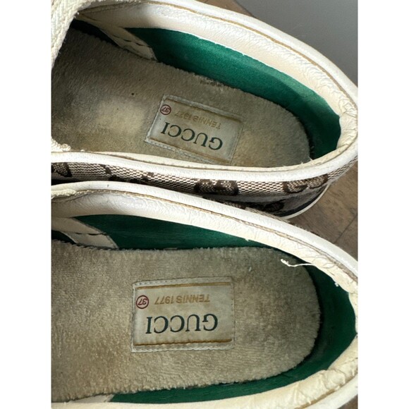 Gucci Tennis 1977 GG Supreme Canvas Slip On Sneakers Beige Brown EU 37 main image 8